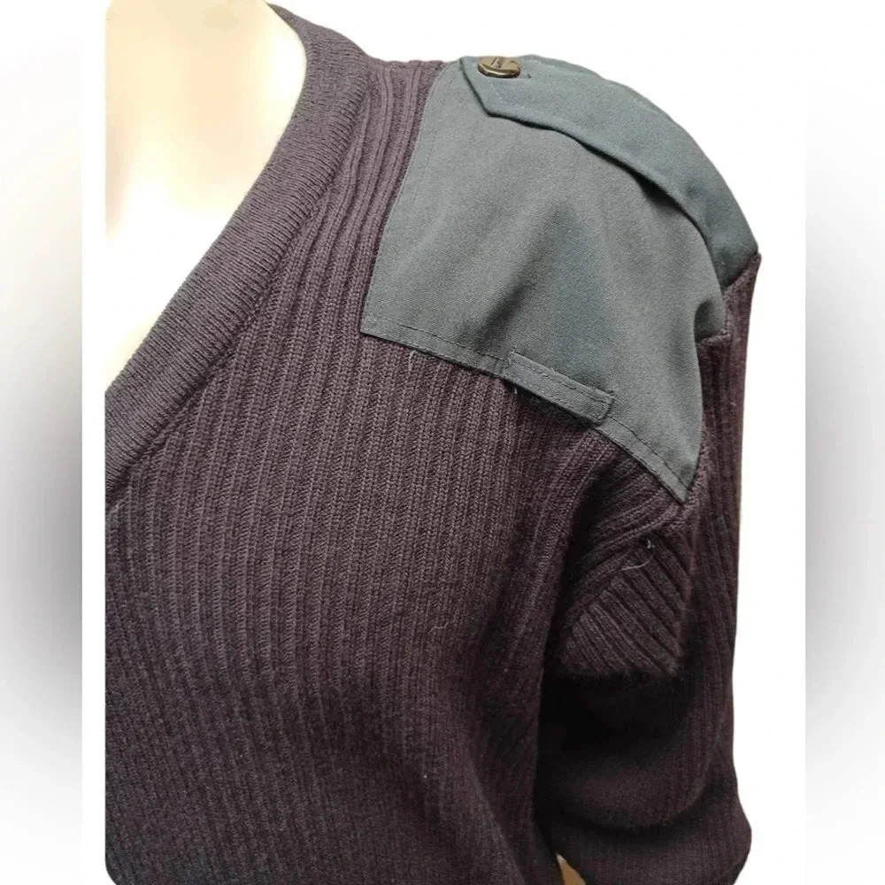 Cobmex Military V Neck Commando Blue/Black Ribbed Sweater Size 2X - Picture 5 of 12